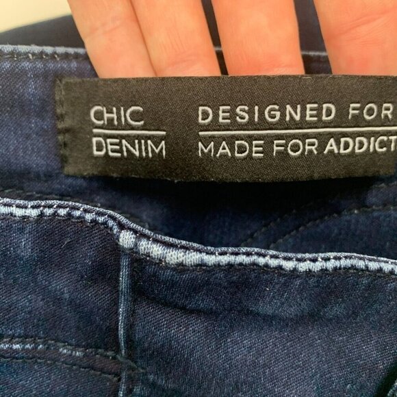 Chic Denim Womens Jeans Blue Size 14S Asha Corset Skinny Button Fly Distressed - Picture 5 of 9